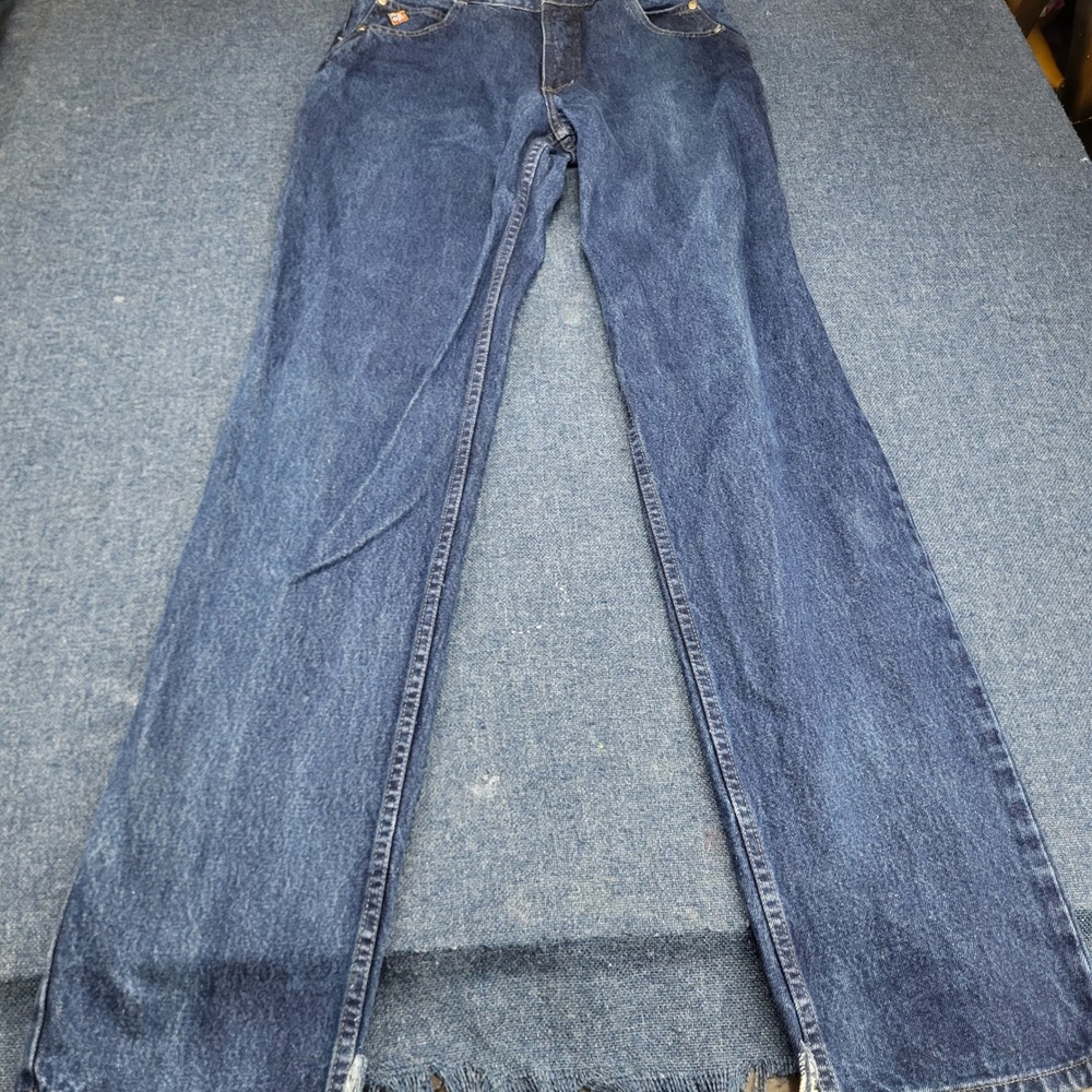 Vintage Posted Relaxed Fit Jeans Dark Wash Blue Denim 31x36 90s Skater Style